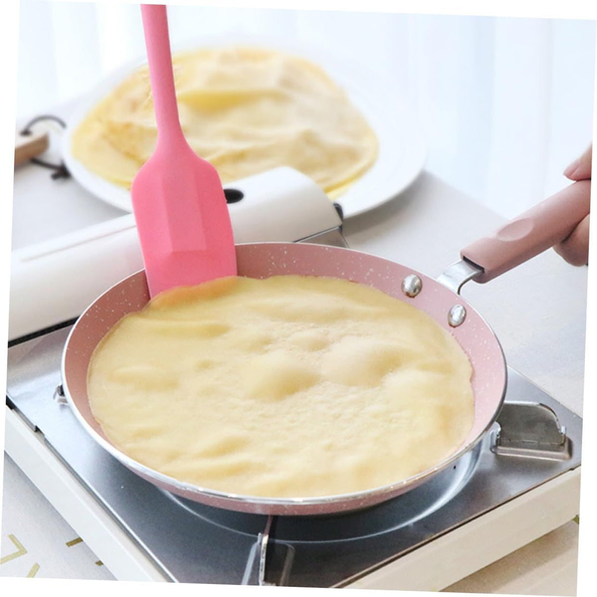 Aluminum Non Stick Omelette Pancake Pan 22cm Flat Bottom Pink