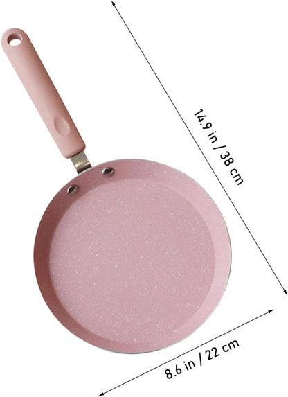 Aluminum Non Stick Omelette Pancake Pan 22cm Flat Bottom Pink