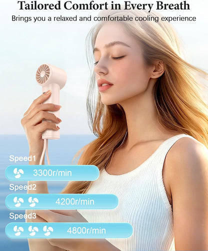 Portable Fan with Power Bank & Flashlight-Pink