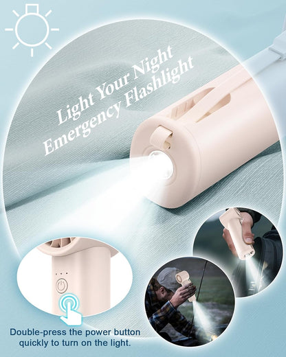 Portable Fan with Power Bank & Flashlight-Pink