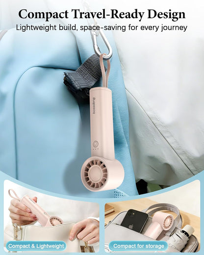 Portable Fan with Power Bank & Flashlight-Pink