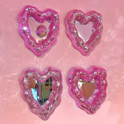 Self Adhesive Mirror Mosaic Tiles, 2400Pcs Pink Disco Ball Mirror Stickers 5x5 mm Square Glass Sticker for DIY Craft Decorations, Party Decor, Disco Ball Making, Gift Crafts