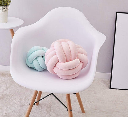 3 Strands Handmade Wrinkle Free Knot Ball Pillows, Home Decoration Plush Soft Pillow,Throw Knotted Firmed Lumbar Pillow Light Pink 8x8Inch (Pack of 1)