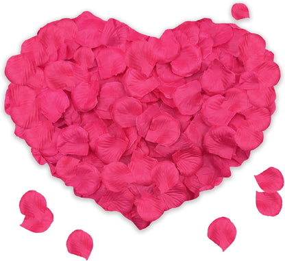 1200 PCS Rose Petals - Fake Rose Petal, Artificial Silk Rose Petals for Marry me, Valentines, Proposal, Wedding Love Decorations Romantic Party (Dark Pink)