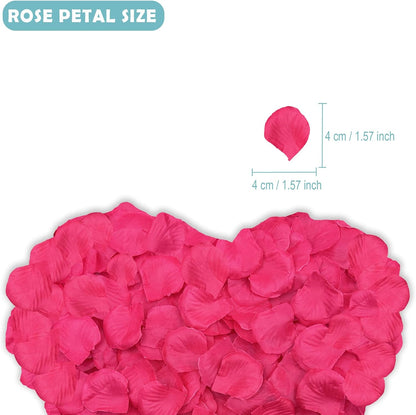 1200 PCS Rose Petals - Fake Rose Petal, Artificial Silk Rose Petals for Marry me, Valentines, Proposal, Wedding Love Decorations Romantic Party (Dark Pink)