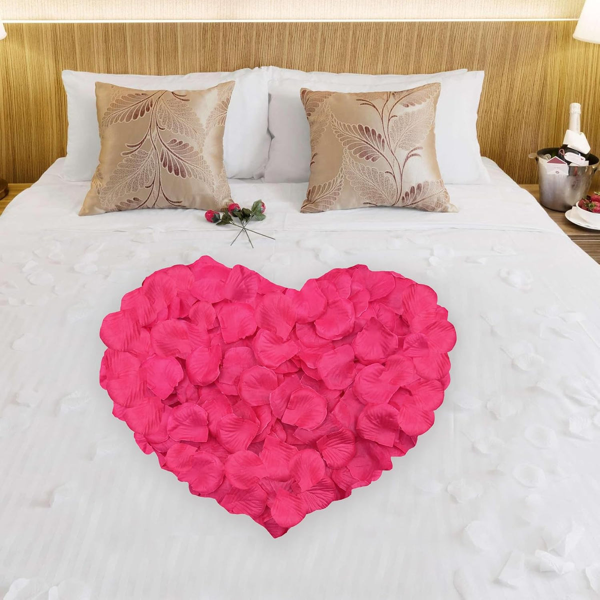 1200 PCS Rose Petals - Fake Rose Petal, Artificial Silk Rose Petals for Marry me, Valentines, Proposal, Wedding Love Decorations Romantic Party (Dark Pink)