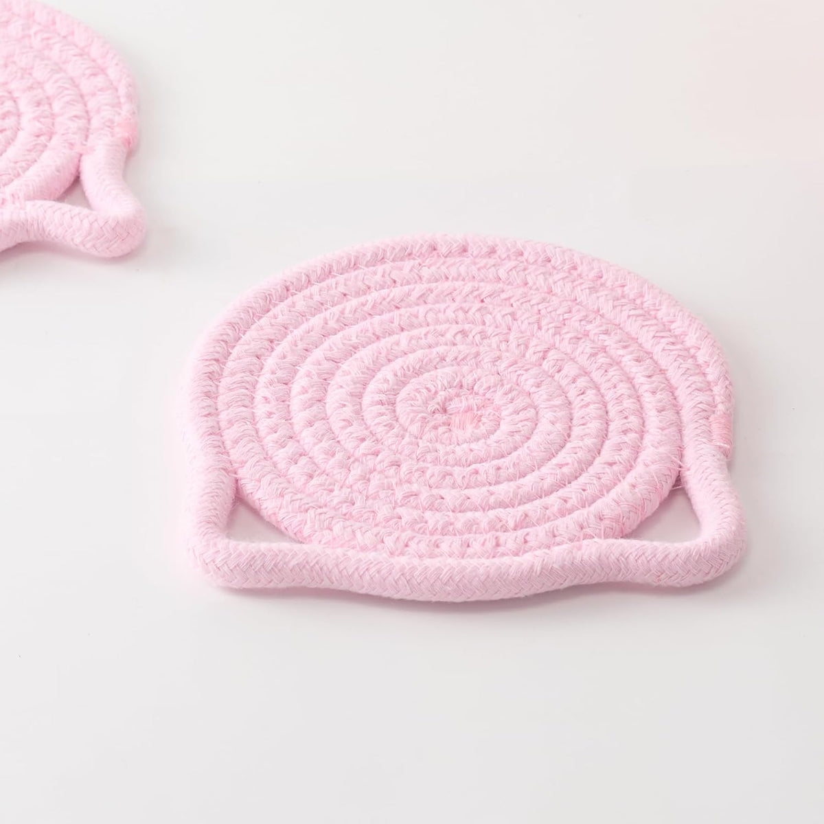 Desk Coaster Cat Coasters Pink Set of 2 Large 4.8 Inch Absorbent Cotton Fabric Drink Coasters for Office Desk Protect Wooden Table Coffee and Tea Decor