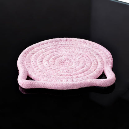 Desk Coaster Cat Coasters Pink Set of 2 Large 4.8 Inch Absorbent Cotton Fabric Drink Coasters for Office Desk Protect Wooden Table Coffee and Tea Decor