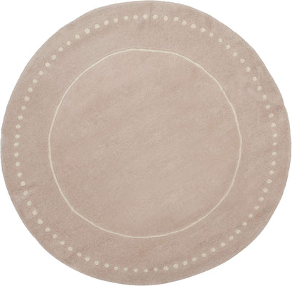 Bella Collection Area Rug - 5' Round, Light Pink & Ivory, Handmade Dotted Border Wool, Ideal for High Traffic Areas in Living Room, Bedroom (BEL151M)