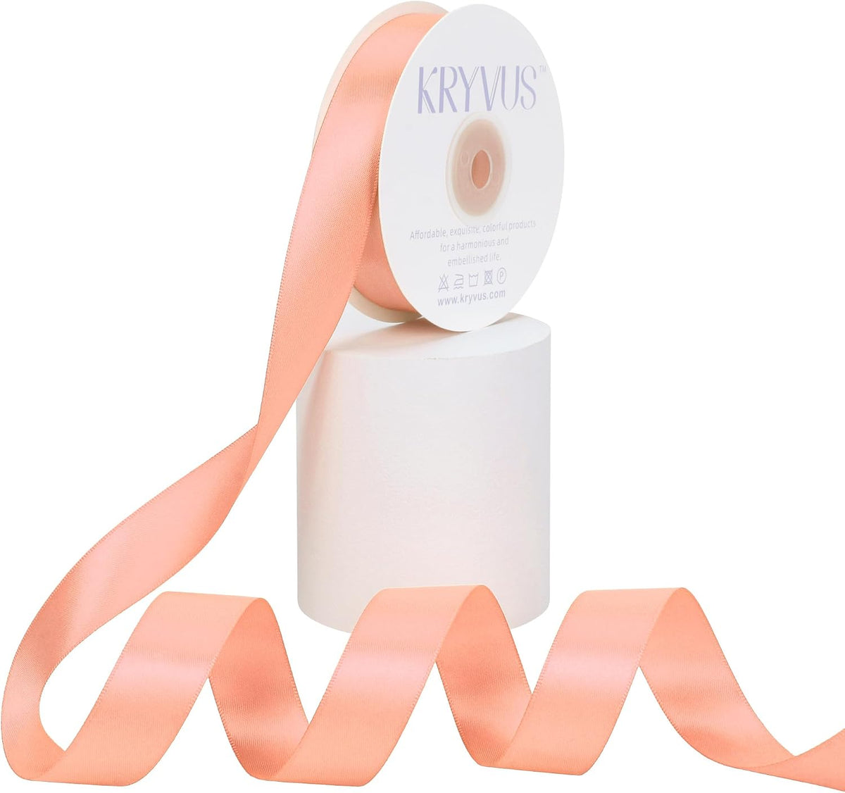 Peach Satin Ribbon, Double Faced 7/8 Inch X 25 Yards Peach Ribbon, Premium Satin Ribbons for Gift Wrapping, Crafts, Hair Bow Making, Sewing, Flower Bouquet, Wedding Party Decor