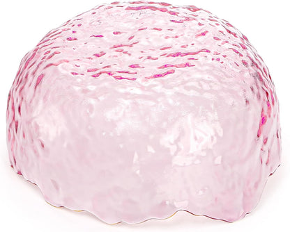 Set of 3 Glass Salad Bowls, Pink Serving Bowls for Kitchen Prep, Decorative Large Candy Bowl, Irregular Shape Space Saving Nesting Set for Salad, Fruit, Snack, Dessert