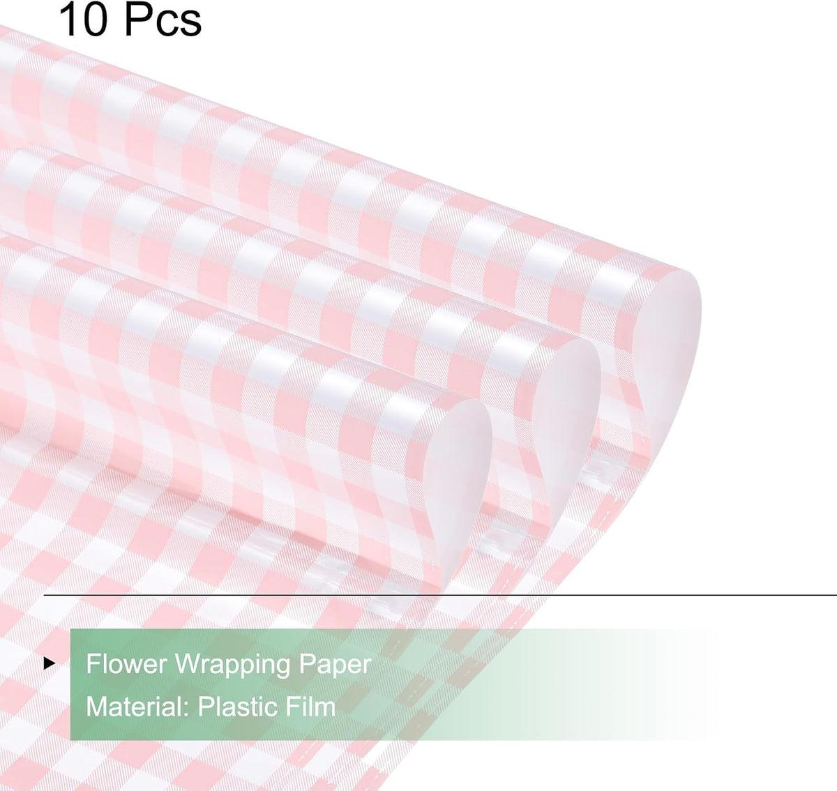 Flower Wrapping Paper Waterproof Floral Wrap Plaid Cream Pink Gift Packaging 22.8 x 22.8 Inch Used for DIY Crafts Bouquet Packaging 10 Pcs