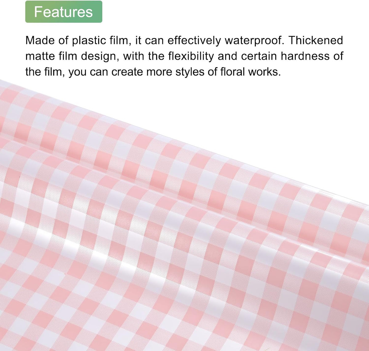 Flower Wrapping Paper Waterproof Floral Wrap Plaid Cream Pink Gift Packaging 22.8 x 22.8 Inch Used for DIY Crafts Bouquet Packaging 10 Pcs