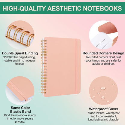 3 PCS Small Spiral Notebook 5x7, Notebooks for Note Taking, Pink Spiral Journal Notebook, Work Notebook Small Notebooks 5x7 with Strap, Cute Notebooks for Women 70 Sheets/Note Books