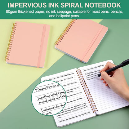 3 PCS Small Spiral Notebook 5x7, Notebooks for Note Taking, Pink Spiral Journal Notebook, Work Notebook Small Notebooks 5x7 with Strap, Cute Notebooks for Women 70 Sheets/Note Books