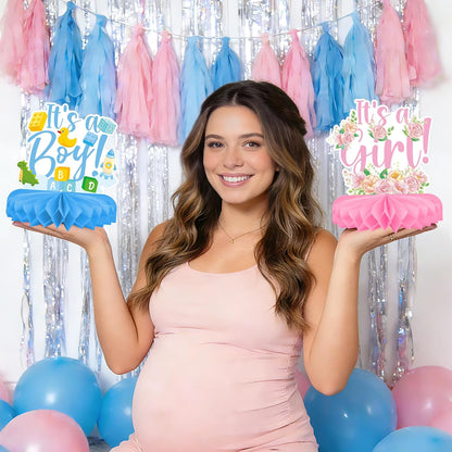 Girl Baby Shower Decorations Set - Kit with Pink Honeycomb Centerpiece, Baby Reveal & Themed Table Decor for the Baby Girl Shower Decorations