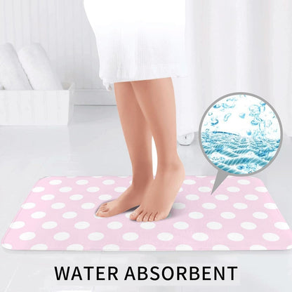 Light Pink Polka Dot Print A Bathroom Rugs Sets 3 Piece - Absorbent Non Slip Washable Bath Mats, U-Shape Toilet Lid Cover, Contour Mat, Soft Shower Mats Bath Rug Mat for Bathroom Toilet Tub