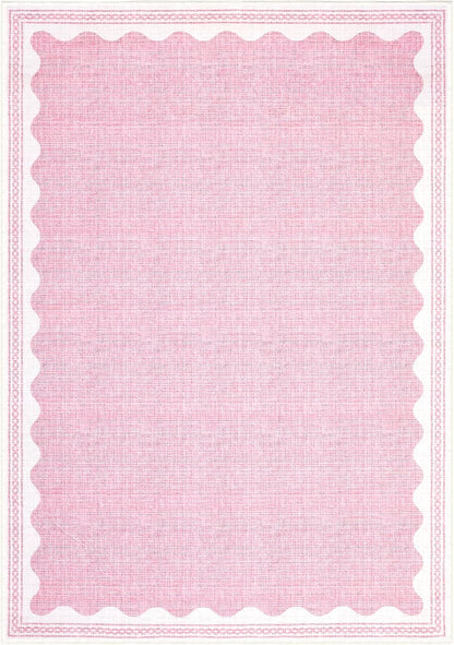 5x7 Scalloped Area Rugs Pink Washable Living Room Bedroom Rug