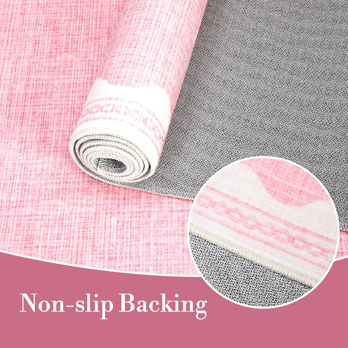 5x7 Scalloped Area Rugs Pink Washable Living Room Bedroom Rug