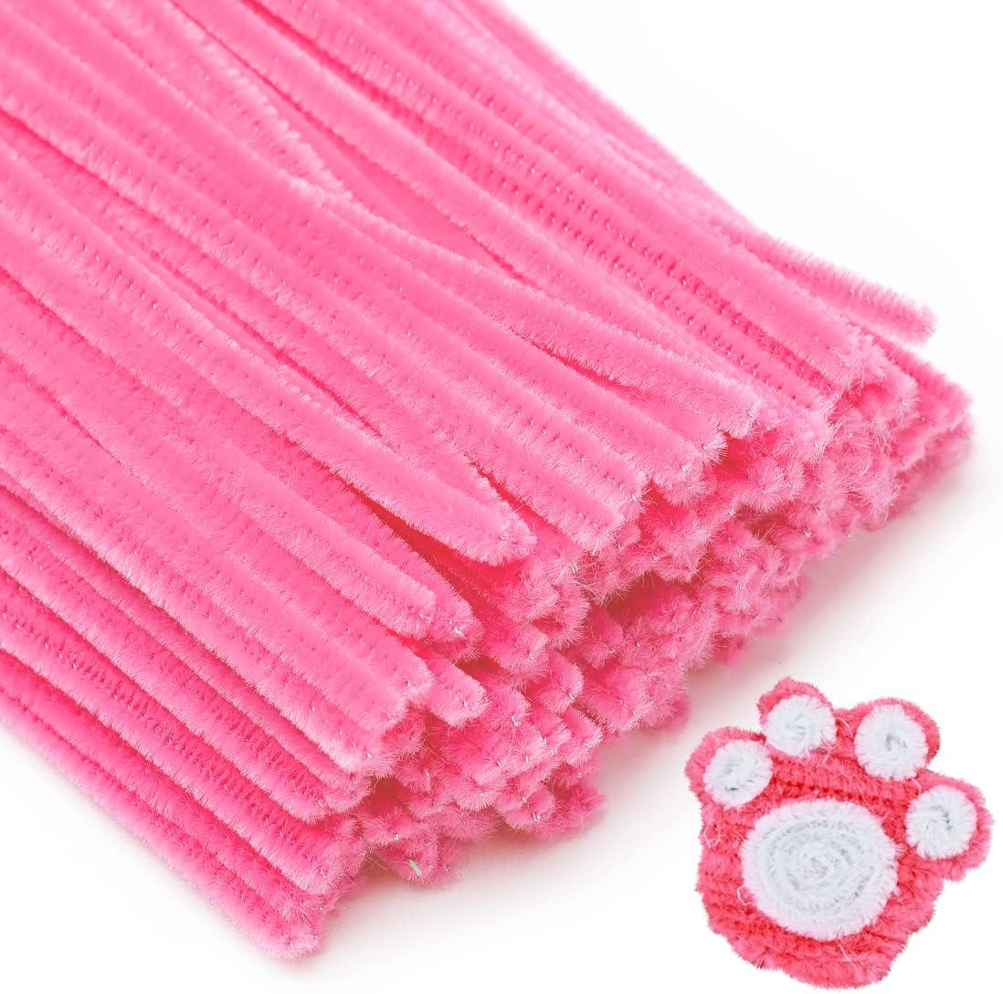 200pcs Pipe Cleaners, Pink Pipe Cleaners Craft Supplies,Chenille Stems for DIY Arts Crafts Project (Pink)