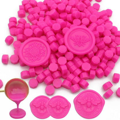 250pcs Wax Seal Beads Rose Pink, Premium Sealing Wax Beads for Stamp Seals, Octagon Seal Stamp Pellets Refill Pack for Wedding Invitation, Letter Envelope, Scrapbook DIY & Bridal Crafts