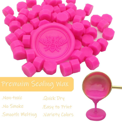 250pcs Wax Seal Beads Rose Pink, Premium Sealing Wax Beads for Stamp Seals, Octagon Seal Stamp Pellets Refill Pack for Wedding Invitation, Letter Envelope, Scrapbook DIY & Bridal Crafts