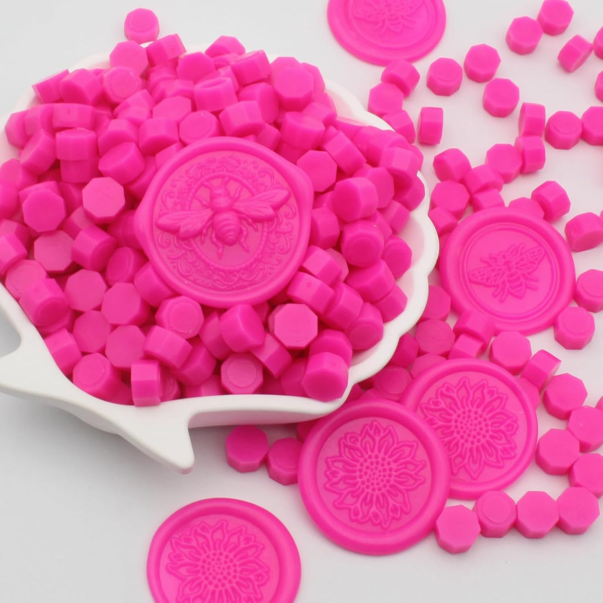 250pcs Wax Seal Beads Rose Pink, Premium Sealing Wax Beads for Stamp Seals, Octagon Seal Stamp Pellets Refill Pack for Wedding Invitation, Letter Envelope, Scrapbook DIY & Bridal Crafts