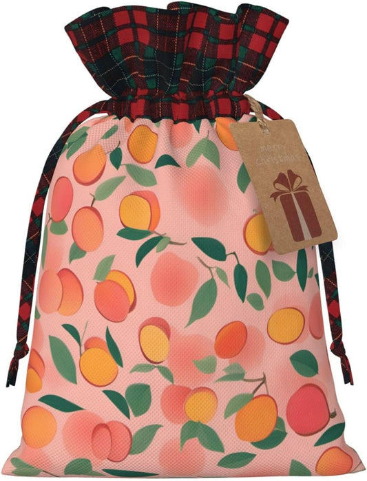 MDATT Pink Peach Pattern Seamless Pattern 1 Drawstring Gift Bags,8 X 11 Inch Goodie Bags For Wedding Party,Christmas Birthday Halloween Decor
