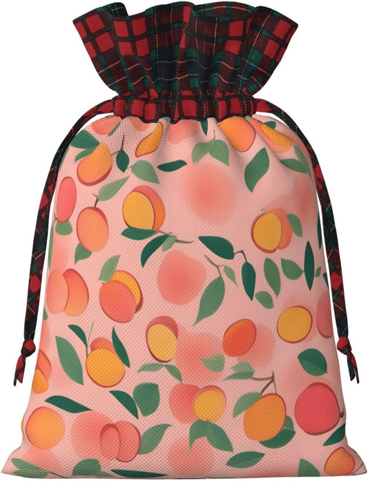 MDATT Pink Peach Pattern Seamless Pattern 1 Drawstring Gift Bags,8 X 11 Inch Goodie Bags For Wedding Party,Christmas Birthday Halloween Decor