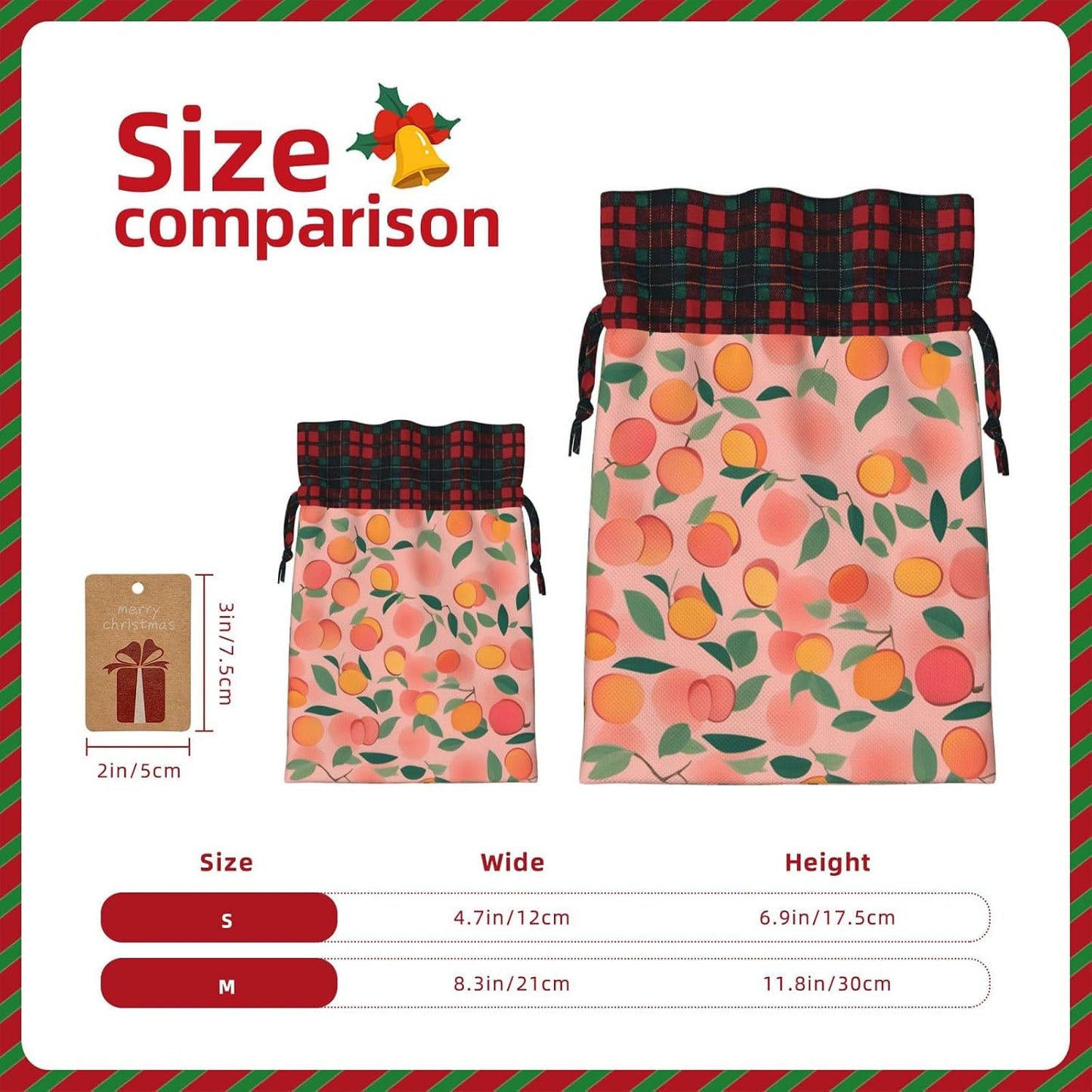 MDATT Pink Peach Pattern Seamless Pattern 1 Drawstring Gift Bags,8 X 11 Inch Goodie Bags For Wedding Party,Christmas Birthday Halloween Decor