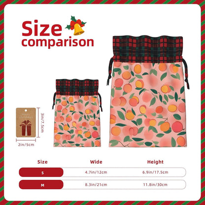 MDATT Pink Peach Pattern Seamless Pattern 1 Drawstring Gift Bags,8 X 11 Inch Goodie Bags For Wedding Party,Christmas Birthday Halloween Decor