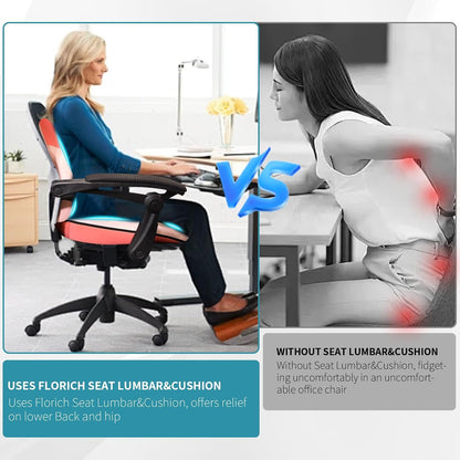 Seat Cushion Lumbar Support Pillow for Office Chair, Car Lower Back Support, Ergonomic Desk Chair Pillow for Butt and Back Support of Memory Foam Seat Pad(Pink)