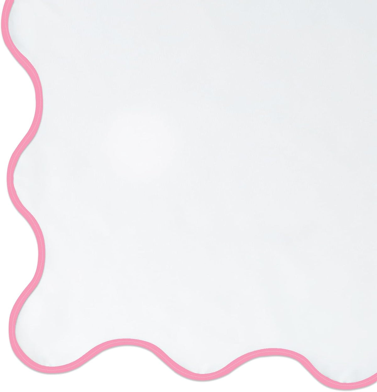 Pink and White Boho Cute Scalloped Shower Curtain, Long Modern Aesthetic Shower Stall Curtains for Bathroom, Luxury Waterproof Fabric, Girly Dorm Funky Pretty Elegant Bath Decor Sets (Pink, 84 x 72)