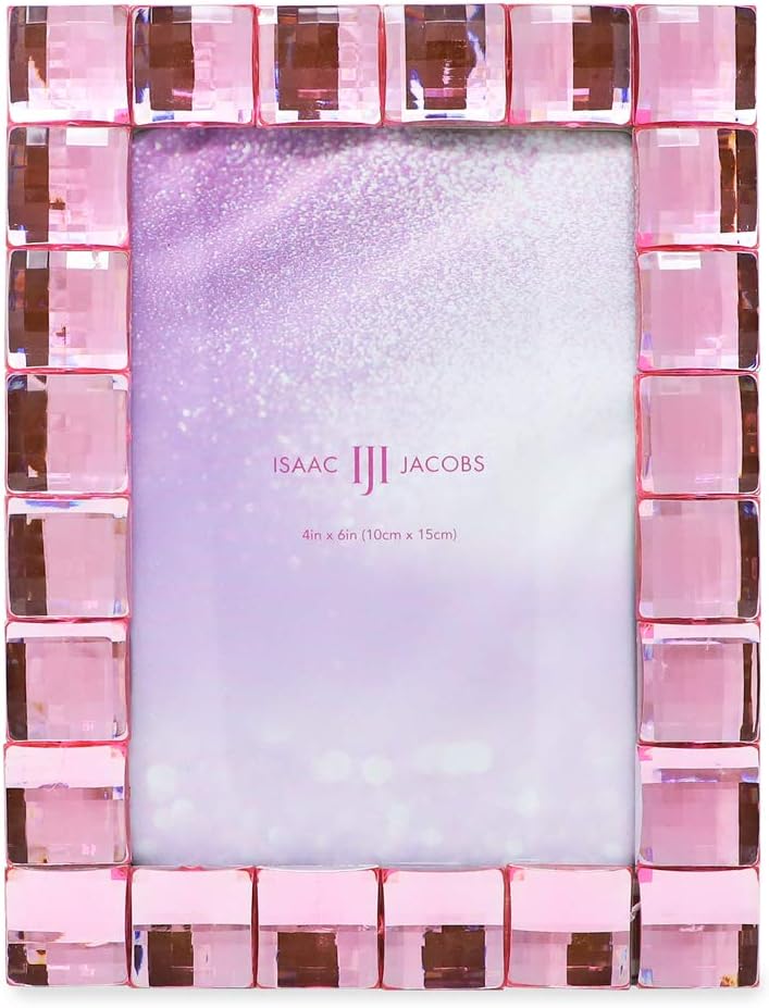 Decorative Sparkling Jewel Picture Frame (4x6, Light Pink)