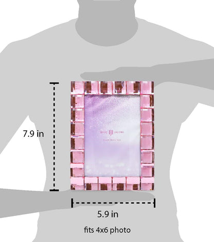Decorative Sparkling Jewel Picture Frame (4x6, Light Pink)