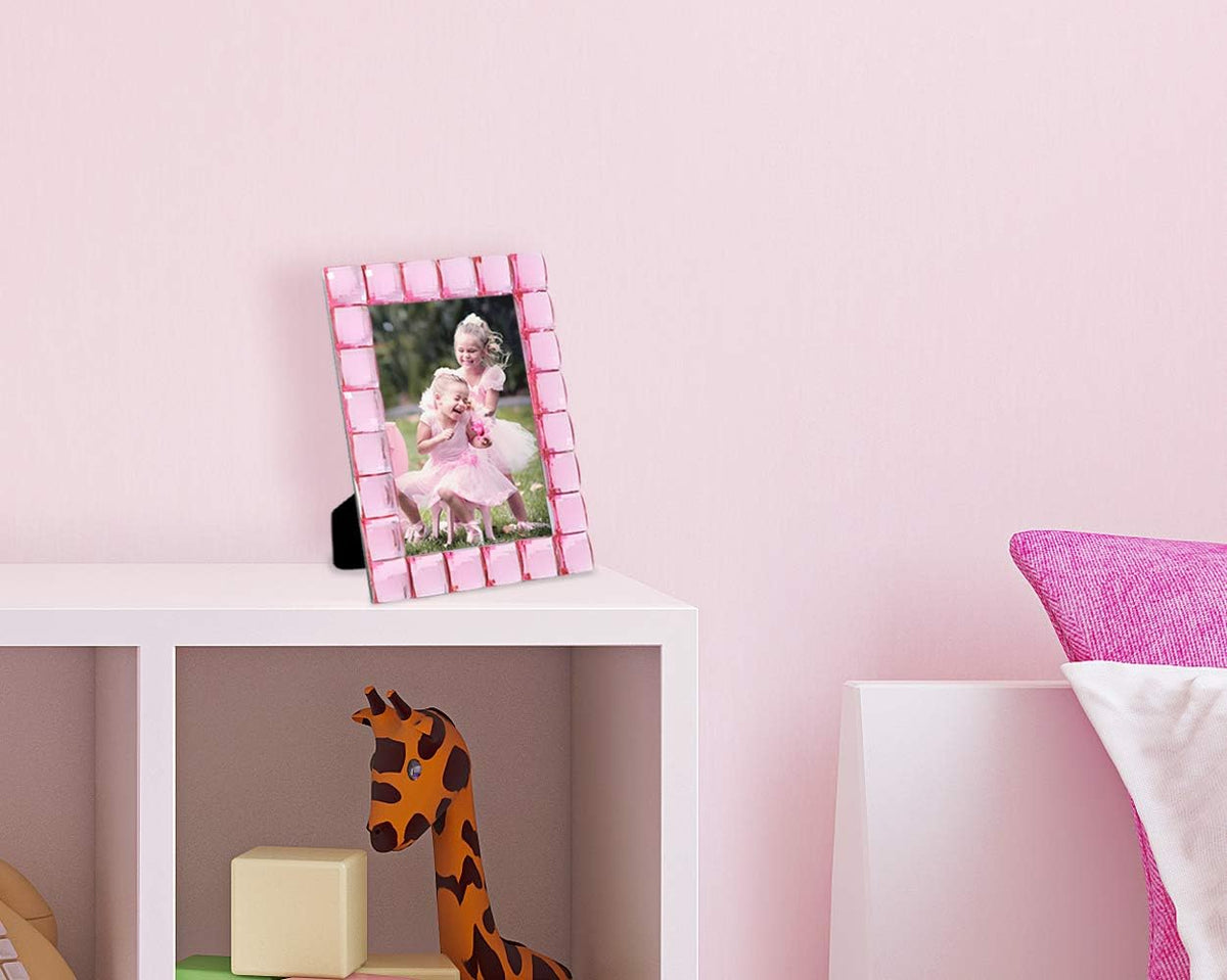 Decorative Sparkling Jewel Picture Frame (4x6, Light Pink)