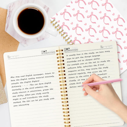 Pink Coquette Journal Notebook, 4 Sets A5 Ballpoint Pen Organza Bag