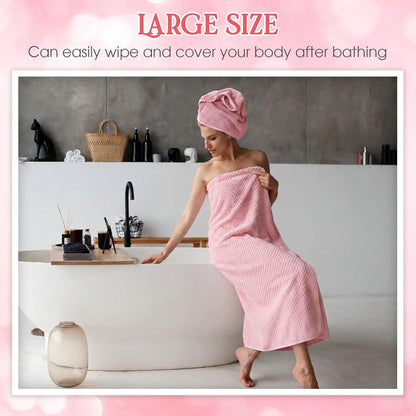 6 Pcs Bath Towel Set, Oversized Bath Sheet for Adults, Pink
