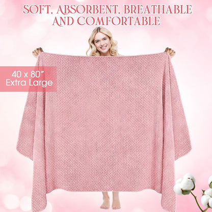 6 Pcs Bath Towel Set, Oversized Bath Sheet for Adults, Pink