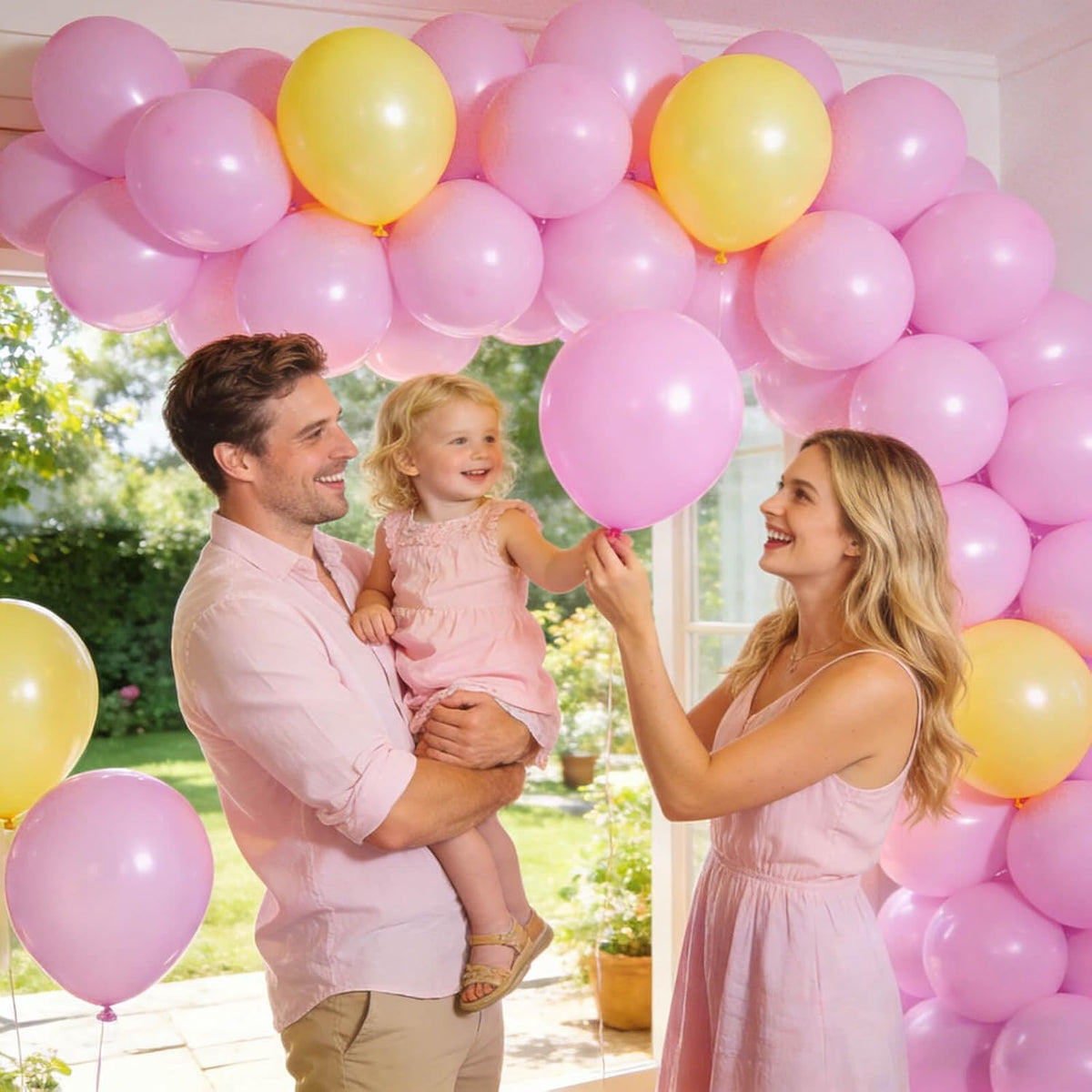 110pcs Pastel Pink Balloon 12 Inch, Pastel Pink Latex Balloons for Birthday Party Baby Shower Wedding(with 2 Ribbons).