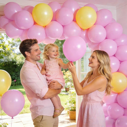 110pcs Pastel Pink Balloon 12 Inch, Pastel Pink Latex Balloons for Birthday Party Baby Shower Wedding(with 2 Ribbons).