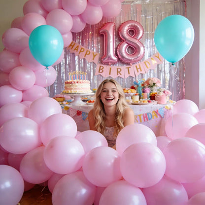 110pcs Pastel Pink Balloon 12 Inch, Pastel Pink Latex Balloons for Birthday Party Baby Shower Wedding(with 2 Ribbons).