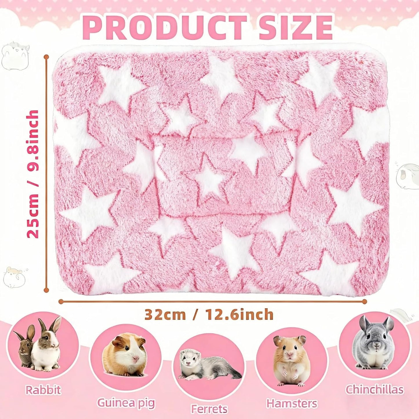 Steelhill Small Pet Bed 3 Pcs Animal Beds for Rabbit,Guinea Pig,Chinchilla,Hedgehog,Ferret & More Warm,Cozy,Soft Washable Bunny Pet Mattress for Indoor