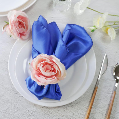 Pearl Napkin Rings Set of 6, Rustic Rose Napkin Rings Flower Dinner Napkin Holder for Mother's Day,Wedding,Dinners,Parties Table Decoration (Pink Rose)