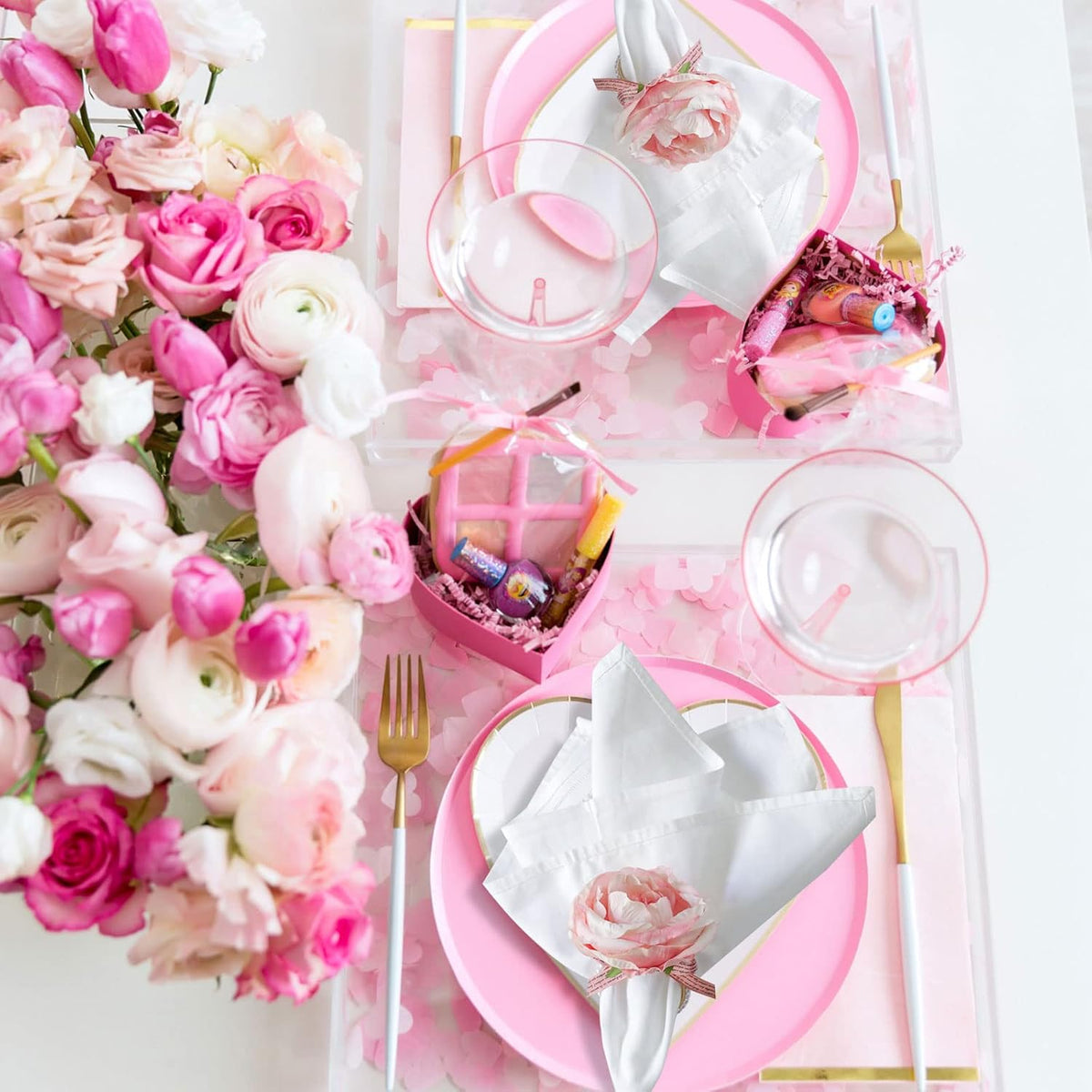 Pearl Napkin Rings Set of 6, Rustic Rose Napkin Rings Flower Dinner Napkin Holder for Mother's Day,Wedding,Dinners,Parties Table Decoration (Pink Rose)