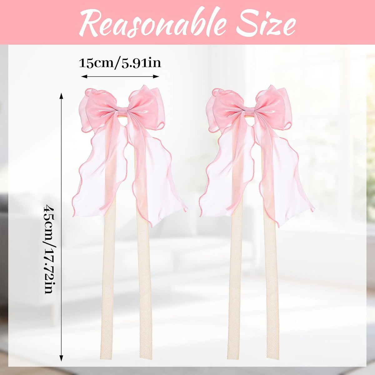 2 PCS Pink Curtains Tiebacks Bow Tie Backs for Curtains French Lace Ribbon Curtain Tiebacks Elegant Curtain Ties for Drapes for Home Office Bedroom Living Room Wedding Party Decoration