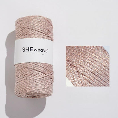 3mm Polyster Cord Macrame Cord, 109 Yards PremiunSparkle Polyster Rope, 100% Polypropylene Crochet Bag Cord Gift for Knitter (Drak Mauve Sparkle) (Peach Pink Sparkle, 3mm Starlight Line)