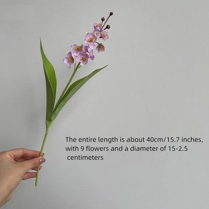 Artificial Lily of The Valley Faux White Bell Flowers Wind Chime Orchid , Outdoor Bridal Wedding Bouquet for Home Garden Party 8 Pcs (pink)