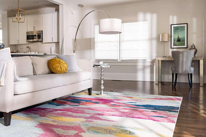 Estrella Collection Light Colors, Abstract, Modern, Vibrant Area Rug (3' 3 x 5' 3 Rectangular, Pink/Ivory)