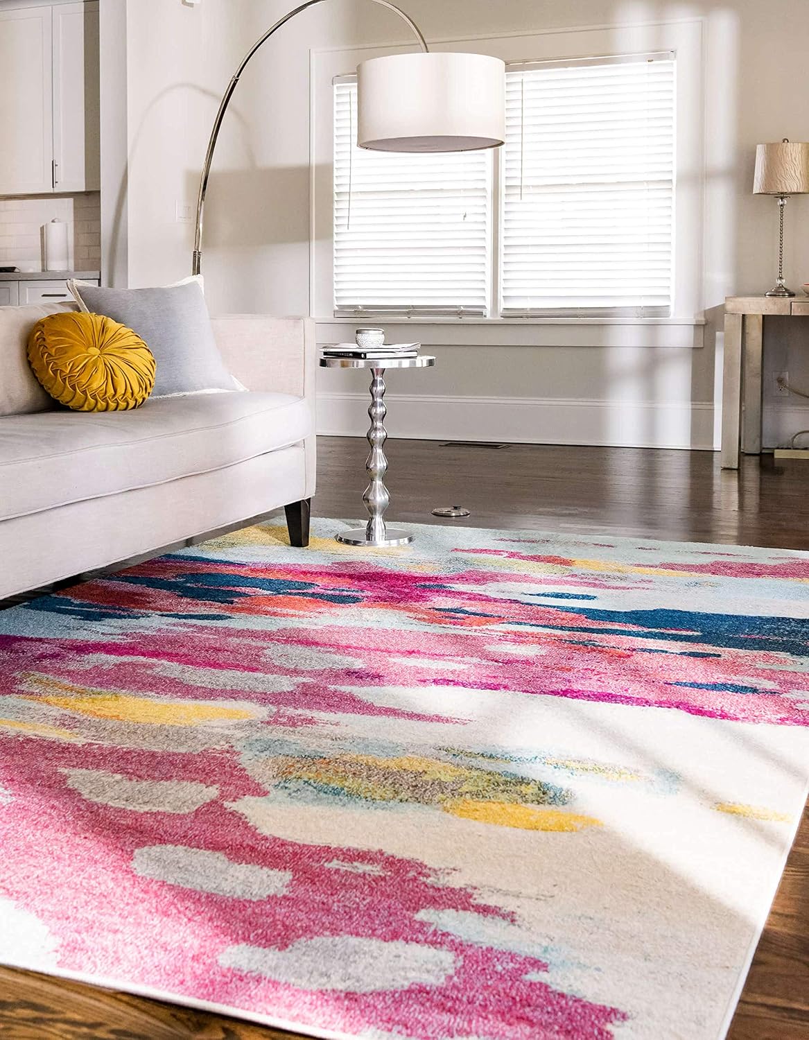 Estrella Collection Light Colors, Abstract, Modern, Vibrant Area Rug (3' 3 x 5' 3 Rectangular, Pink/Ivory)